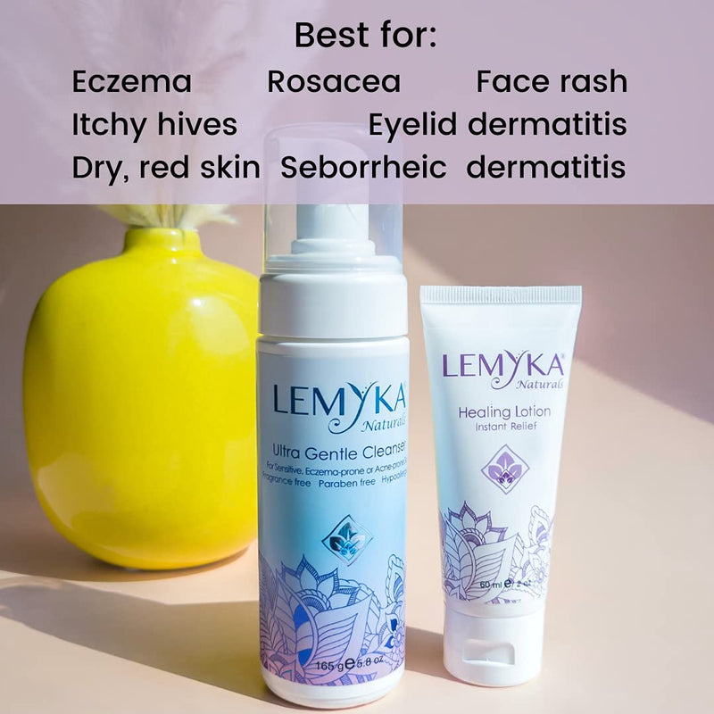 [Australia] - LEMYKA Eczema Lotion for dry itchy skin- Rosacea treatment Face Rash Cream- Itch Redness Relief for Dermatitis, hives, baby acne, Heat Rash- Natural Calendula, Sea buckthorn oil balm for kids & adults 