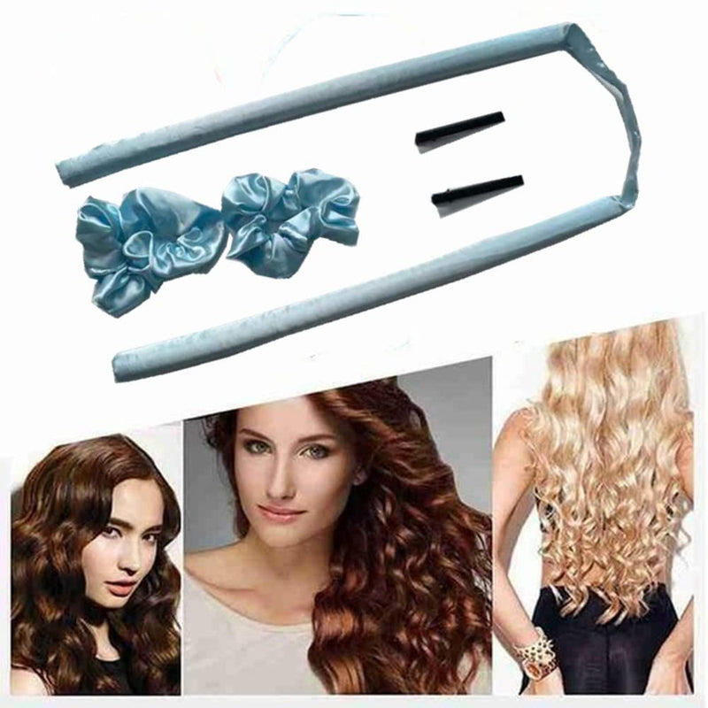 [Australia] - Upgrade Heatless Curling Rod Headband,Heatless Hair Curling Set,No Heat Wave Hair Curlers ,Soft Silk Ribbon Sleeping Hair Rollers Wave Curls Lazy Curler Set DIY Hair Styling Tools(Blue) BLUE 