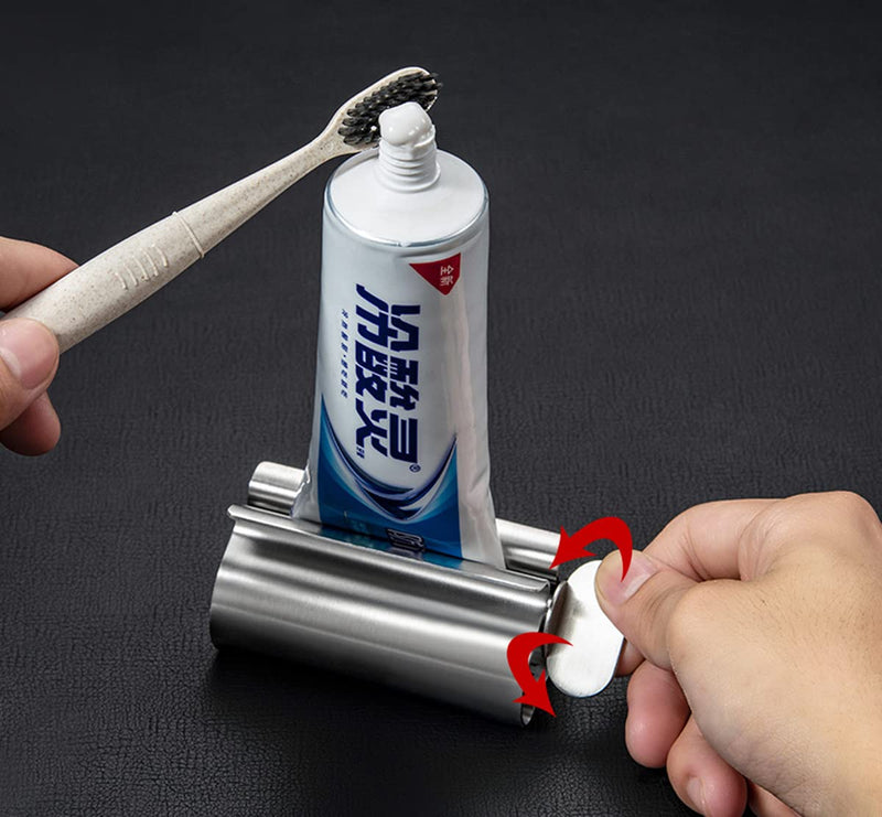 [Australia] - Guokoo Toothpaste Squeezer, Metal Toothpaste Tube Wringer Seat Holder Stand for Toothpaste, Hand Cream or Mustard Sauce (Stainless Steel) 
