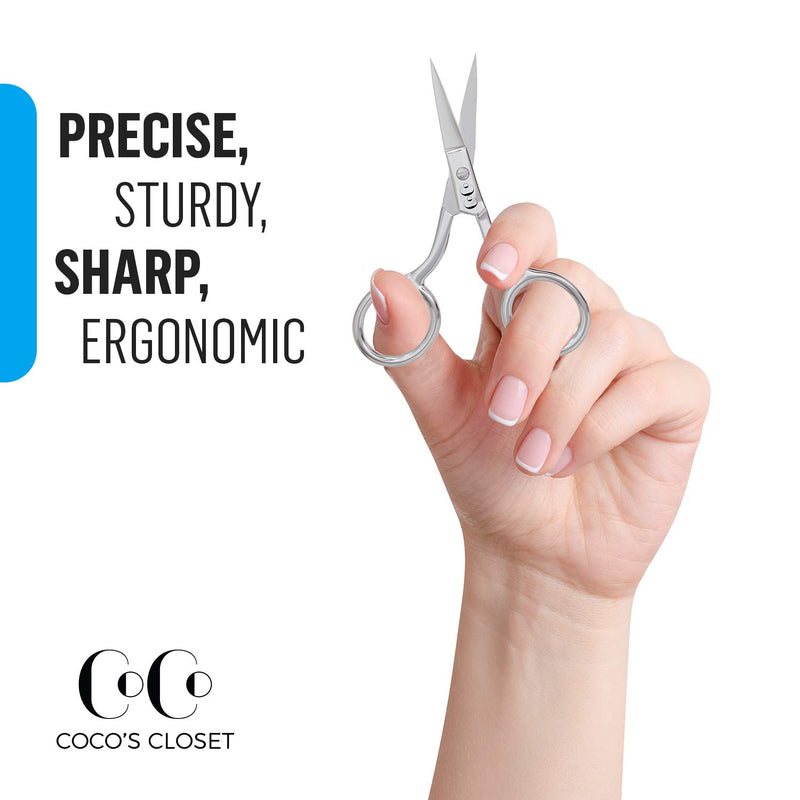 [Australia] - Coco’s Closet Small Scissors for Grooming - Stainless Steel Straight Tip Scissor for Hair Cutting – Beard, Ear, Eyebrows, Moustache, Nose Trimming 