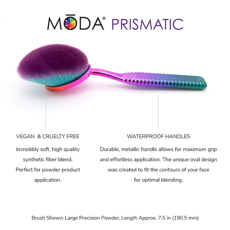 [Australia] - MODA Full Size Prismatic Precision Powder 2pc Oval Makeup Brush Set, Includes - Large Precision Powder, Small Precision Powder Brushes 