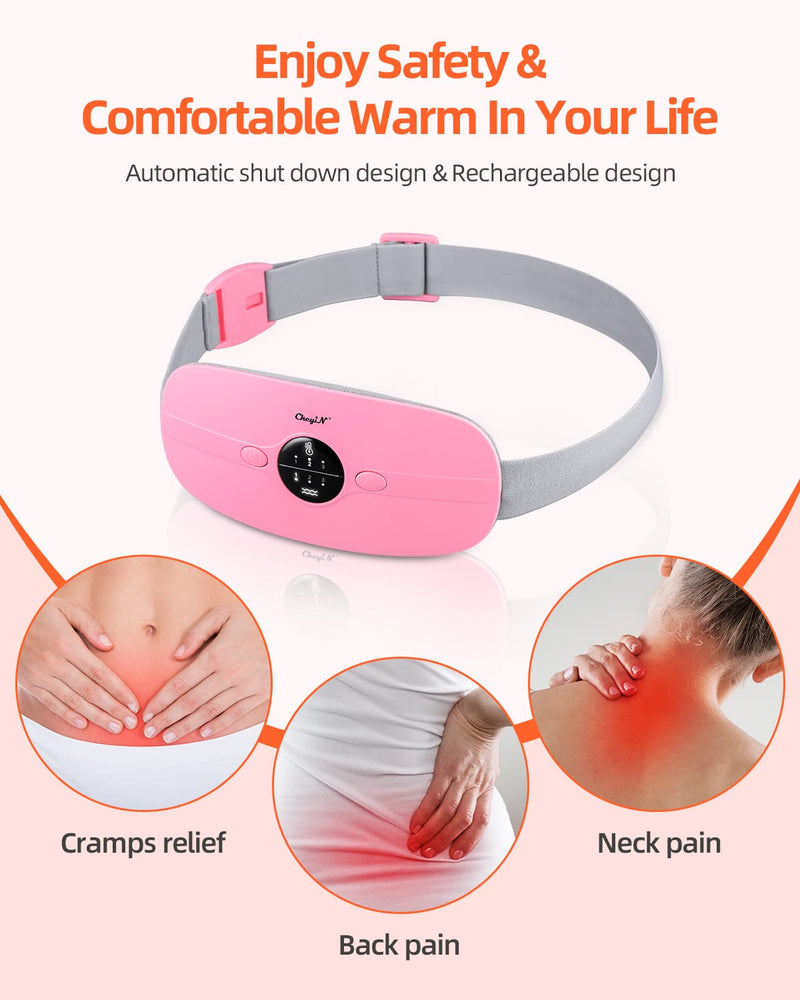 [Australia] - CkeyiN Menstrual Heating Pad, Portable Electric Waist Belt with 3 Heat Levels and 3 Vibration Massage Modes Fast Heating Wrap Belt for Cramps Back Pain Relief Women and Girl 