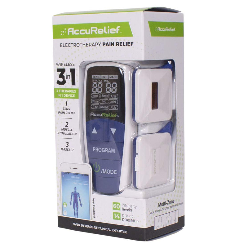 [Australia] - AccuRelief Wireless Tens Unit and EMS Muscle Stimulator - Includes Pulse Massager - Pain Relief Device with Remote and Mobile App 