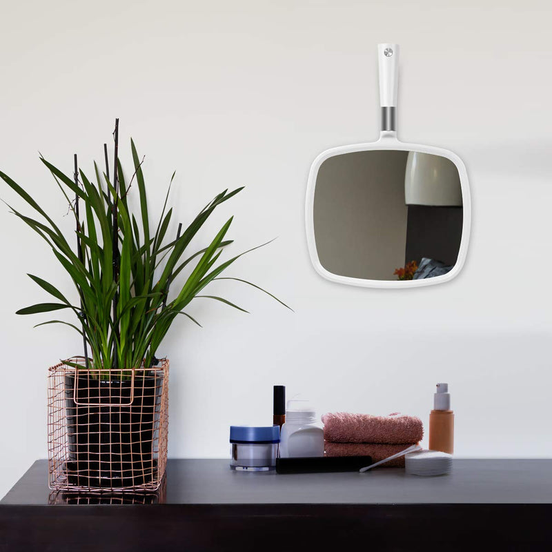 [Australia] - Snowflakes Large Hand Mirror with Handle-Hang Handheld Mirror Hairdresser Mirror.(White) 