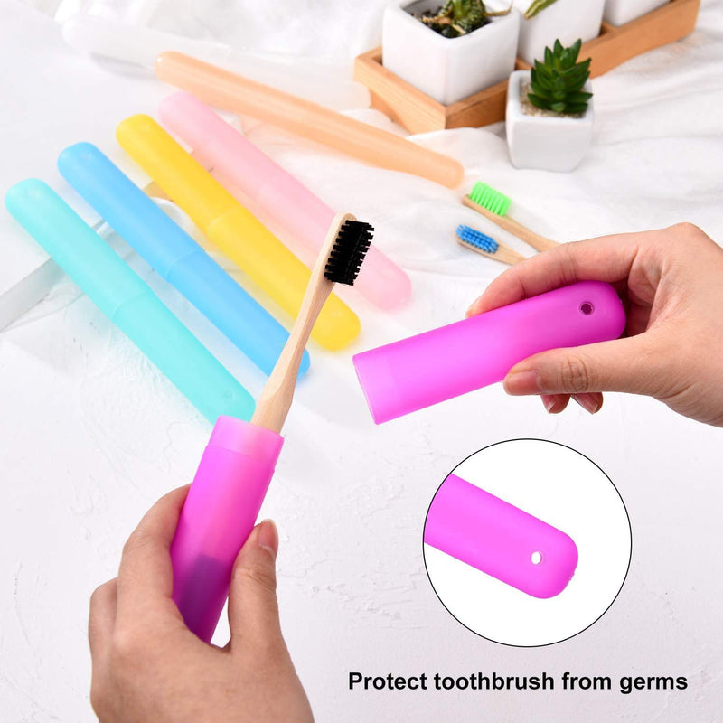 [Australia] - BN Pack of 5 Toothbrush Case, Transparent Colourful Candy Coloured Travel Toothbrush Box Toothbrush Cover Case for Travel Camping School 