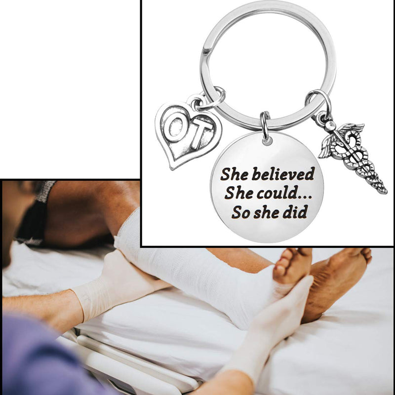 [Australia] - OT Gift Occupational Therapist Graduation Gift She Believed She Could So She Did OT Keychain OT Bracelet Occupational Therapy Gift 