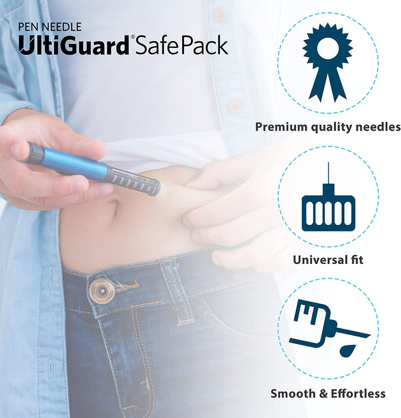 [Australia] - All-in-One UltiGuard Safe Pack Pen Needles and Sharps Container for at-Home Insulin Injections and Safe Needle Disposal, Size: Mini 5mm (3/16”) x 31G, 100 Count Self-disposal 
