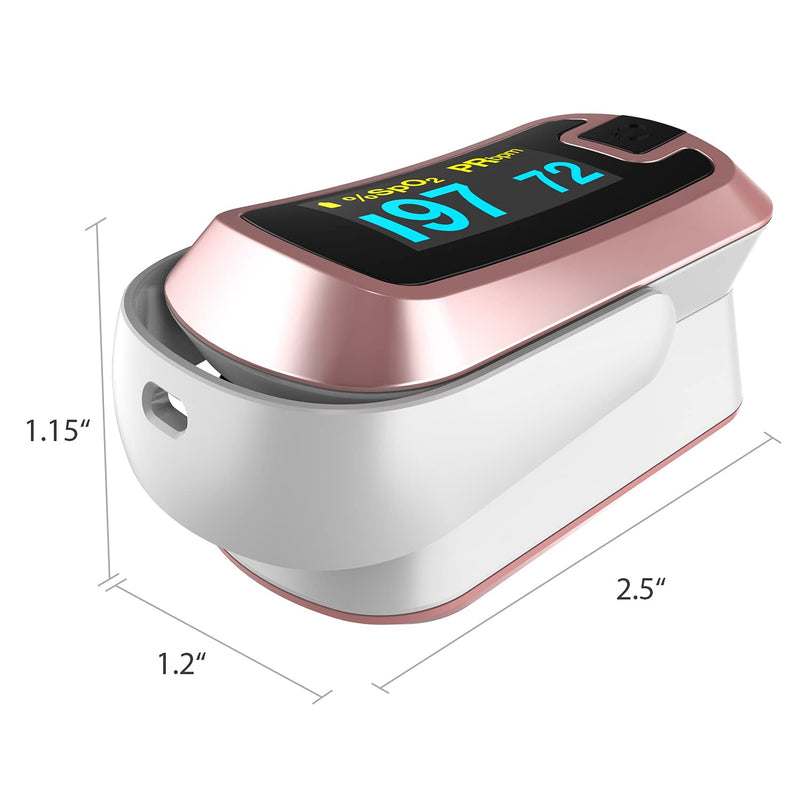 [Australia] - mibest OLED Finger Pulse Oximeter, O2 Meter, Dual Color White/Rose Gold 