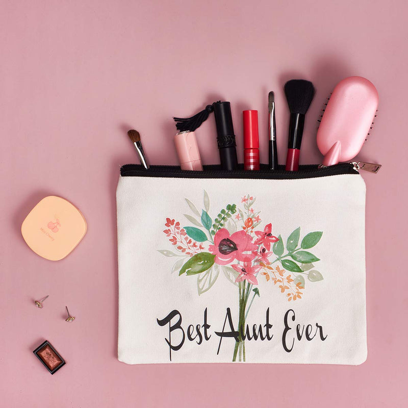 [Australia] - Best Aunt Ever Cosmetic Bag Aunt Gifts Auntie gifts from Niece for Christmas Birthday Retirement Aunt Travel Make Up Pouch 