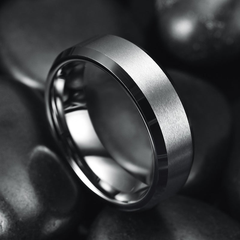 [Australia] - King Will Basic Wedding Band For Men Tungsten Carbide Ring Engagement Ring Comfort Fit Beveled Edges 6mm 4 