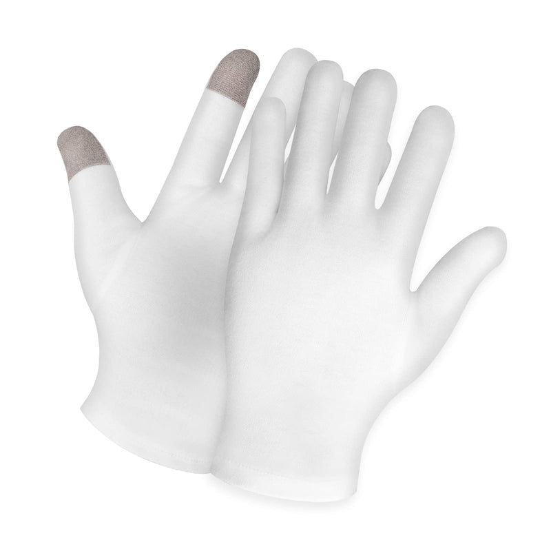 [Australia] - Sibba 2 Pairs Touch Screen Moisturizing Gloves White Cotton Moisturizing Gloves Overnight Bedtime Heal Eczema Sleeping Lotion Hand Spa Treatment Gloves Repair Rough Cracked Dry Chapped Hands Skin 