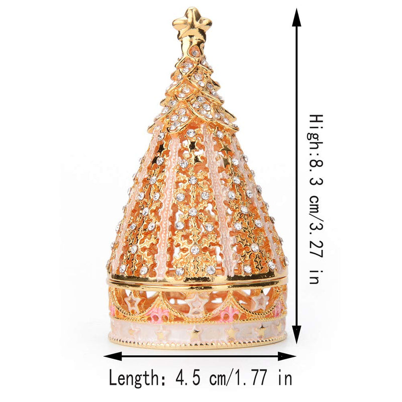 [Australia] - Furuida Christmas Tree Trinket Boxes Hinged Hand-Painted Jewelry Box Classic Ornaments Craft Gift for Home Decor (Gold) Gold 