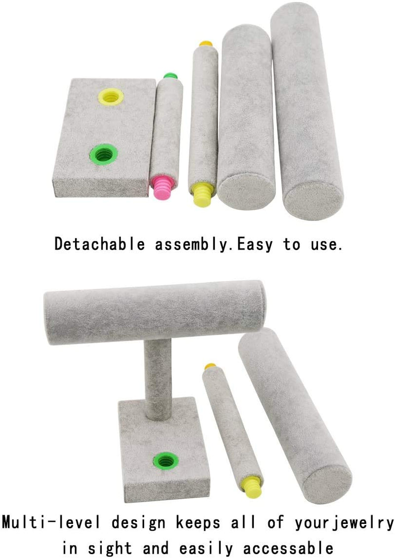[Australia] - Stratalife Velvet 2 Tier Bracelet Holder Stand Display Watch Jewelry Bangle Organizer Tower Necklace Storage Organizer Grey Velve 