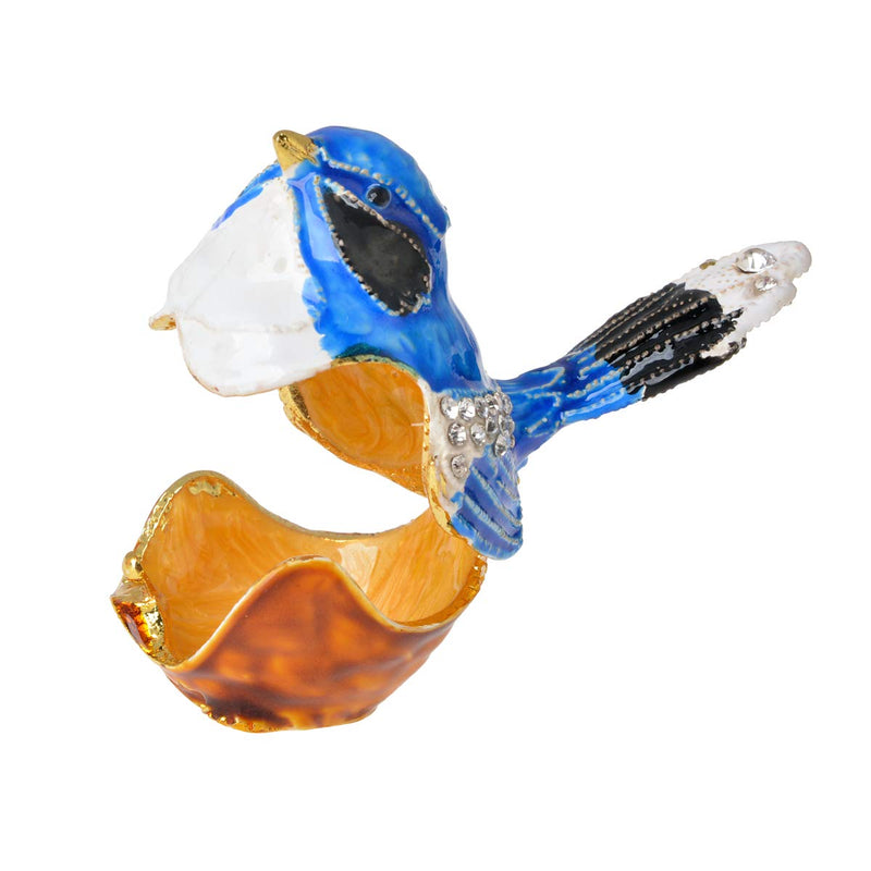 [Australia] - FZJ Blue Bird Figurine Crystal Jewelry Box Indoor Home Decoration Bird Lover Gift 