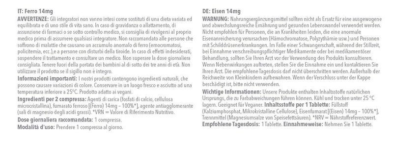 [Australia] - Iron Tablets 14mg | 120 Tablets = 4 Month Supply | Vegan & Vegetarian Friendly | 100% NRV | Popular Supplement for Reducing Tiredness & Fatigue | Manufactured in The UK 