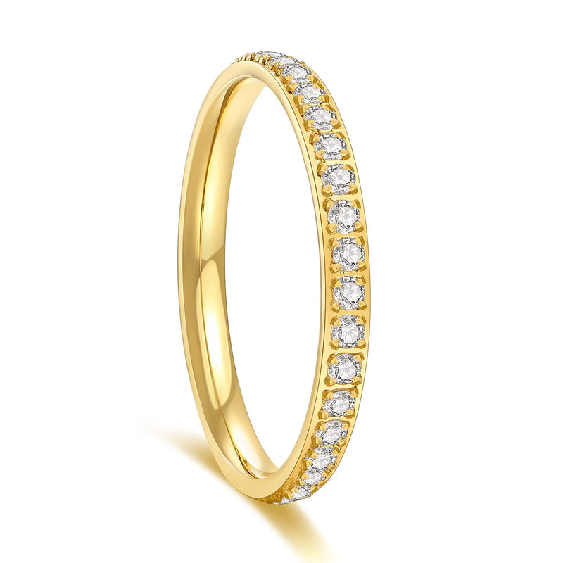 [Australia] - KAZITSAN 2mm Womens Eternity Ring Stainless Steel Cubic Zirconia Engagement Wedding Band Silver/Gold/Rose Gold Size 4-13 4.5 