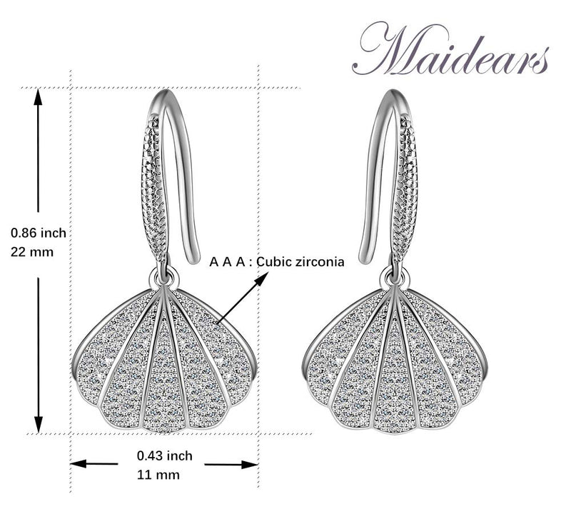 [Australia] - MAIDEARS Pearl In The Shell Dangle Earrings & Pendant Necklace Jewelry Set for Women and Teen Girls, Perfect Gift for Summer 