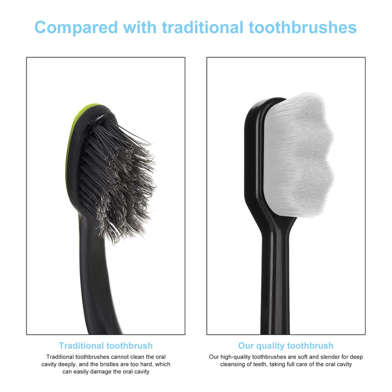 [Australia] - WLLHYF 2 PCS Extra Soft Micro Nano Toothbrush for Sensitive Gums, Soft Toothbrush with 10000 Soft Bristles Sterile Fiber Adult Toothbrush Painless Brushing for Teeth Oral Gum Recession Black White a 