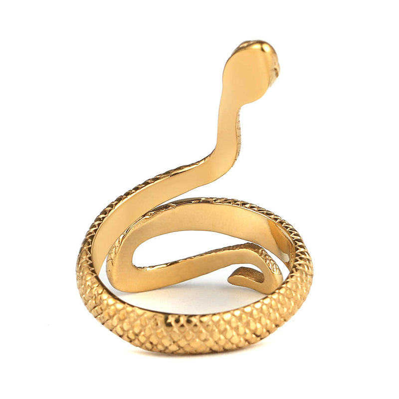 [Australia] - HZMAN Snake Ring Men Women Gothic Jewelry Retro Animal Fashion Personality Stainless Steel Ring Gold 6 