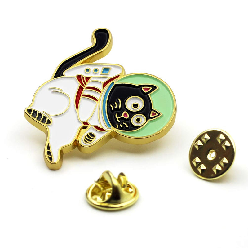 [Australia] - CUFTS Cute Astronaut Cat Enamel Lapel Pin Space Black Cat Cartoon Enamel Pins for Backpacks Clothing Bag Decor Gifts 