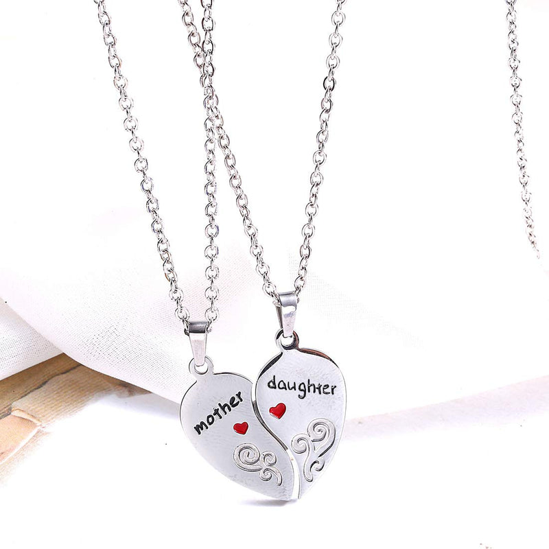 [Australia] - Anlive Mother Daughter Half Heart Necklaces Friendship Jewelry for Her Silver 