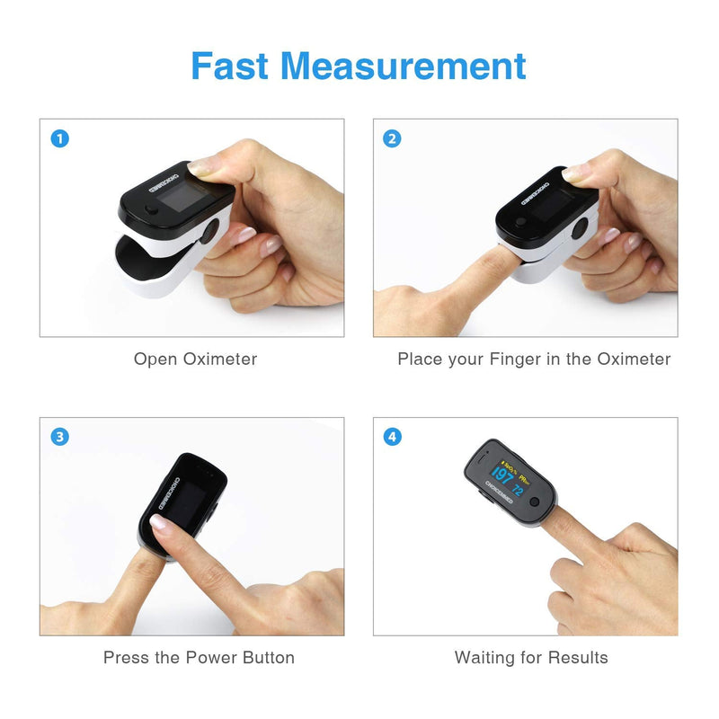 [Australia] - CHOICEMMED Black Dual Color OLED Finger Pulse Oximeter - Blood Oxygen Saturation Monitor with Color OLED Screen Display and Included Batteries - O2 Saturation Monitor 