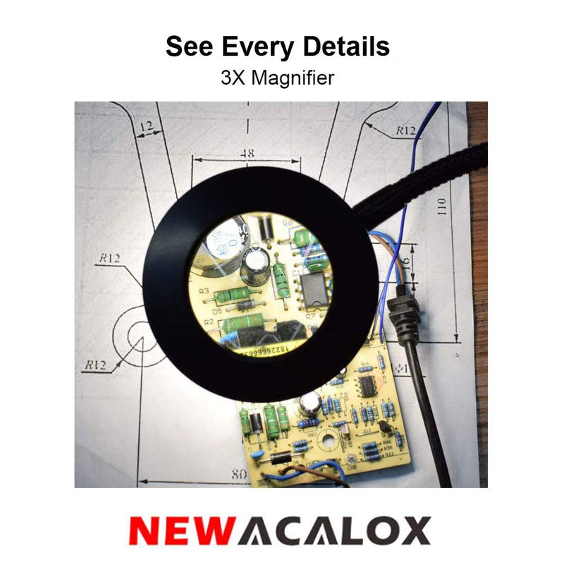 [Australia] - LED 3X Magnifier, Flexible Gooseneck Magnifier Lamp Strong Magnet Base, Can Be Positioned to Hold The Magnifier Where You Want Hands Free 