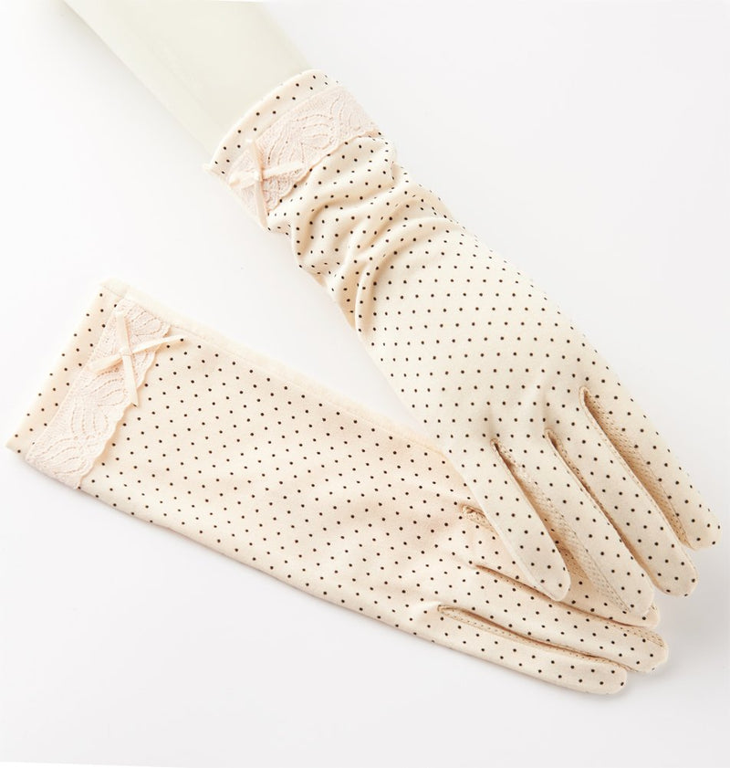 [Australia] - Women's Uv Protection Driving Gloves, Sun Block Glove Touch Screen Cotton Non-slip One Size Beige 