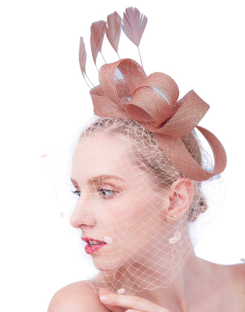 [Australia] - FELIZHOUSE Organza Tea Party Fascinator Hat Cocktail Party Hair Clip Headwear Kentucky Derby Headpiece for Women Girls #3 Sinamay Headband Pink 