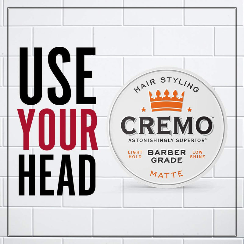 [Australia] - Cremo Premium Barber Grade Hair Styling Matte Cream, Light Hold, Low Shine, 4 Oz 