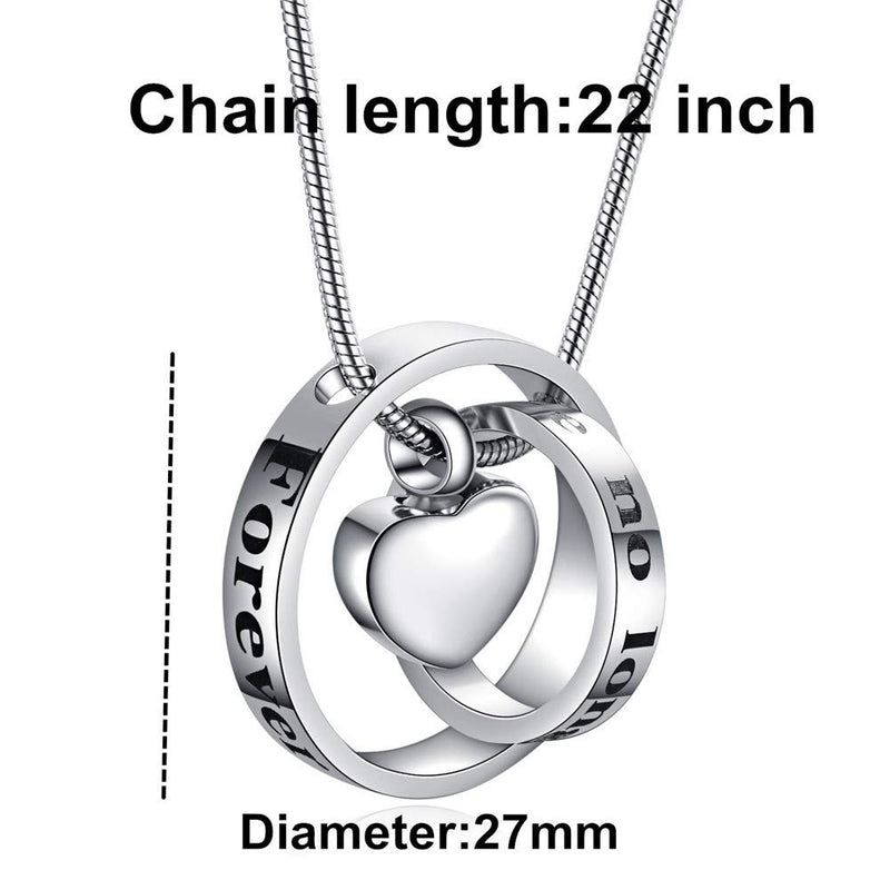 [Australia] - Murinsart Forever In My Heart Stainless Steel Heart Cremation Urns Necklace Pendant Locket for Human Dog Cat Pet Ashes Memorial Funeral Keepsake Ash Holder Circle Rings Charm Decor Jewelry,Silver Grandma 