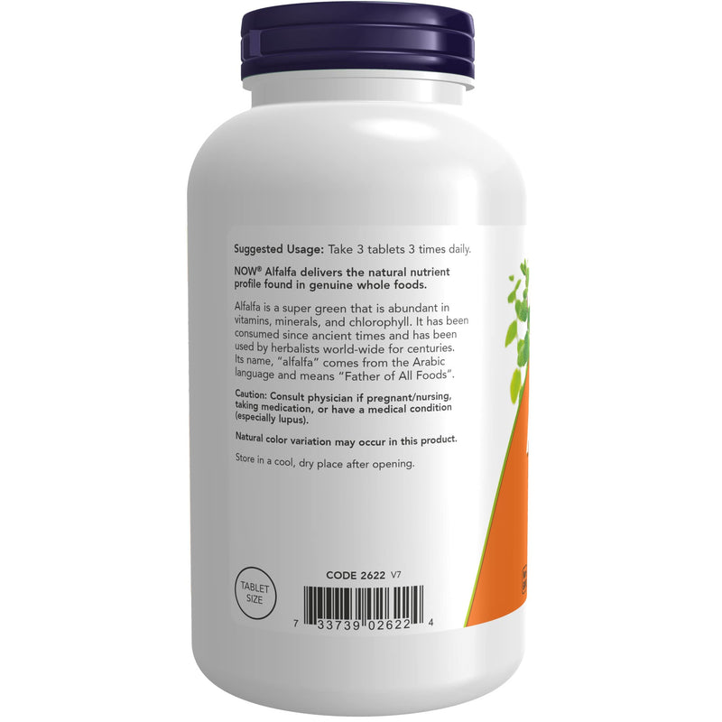 [Australia] - NOW Supplements, Alfalfa 650 mg source of Vitamin K, Green Superfoods, 500 Tablets 