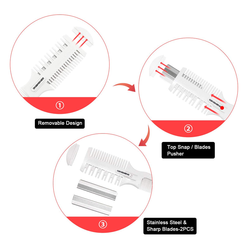 [Australia] - BANGMENG Hair Cutter Comb,Shaper Hair Razor With Comb,Split Ends Hair Trimmer Styler,Double Edge Razor Blades For Thin & Thick Hair Cutting and Styling, Extra 5 Blades Included. 