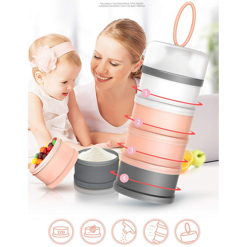 [Australia] - Queta 2pcs Baby Milk Powder Dispenser 480ml Twist-Lock Stackable On-The-Go BPA Free Milk Powder Dispenser & Snack Storage Container/Grain/Food/Fruit/Snacks 