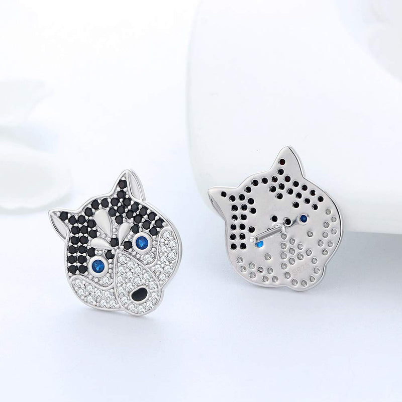 [Australia] - Ginger Lyne Collection Koko The Siberian Husky Puppy Dog Lover Gifts Sterling Silver Chain Necklace Stud Earrings or Set CZ Pendant Charm Dog Paw Pet Gift Jewelry for Women Girls Dog Mom 