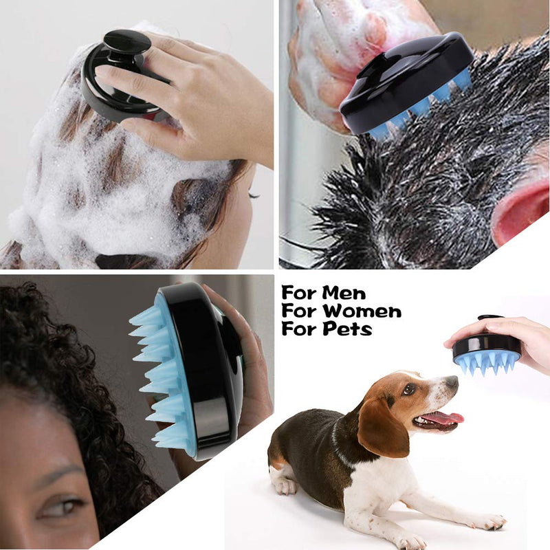 [Australia] - Ithyes Shampoo Brush Silicon Scalp Massager Hair Brush Wet Dry Comb Head Rubber Care Improve Blood Circulation for Men,Women Pets, Black 