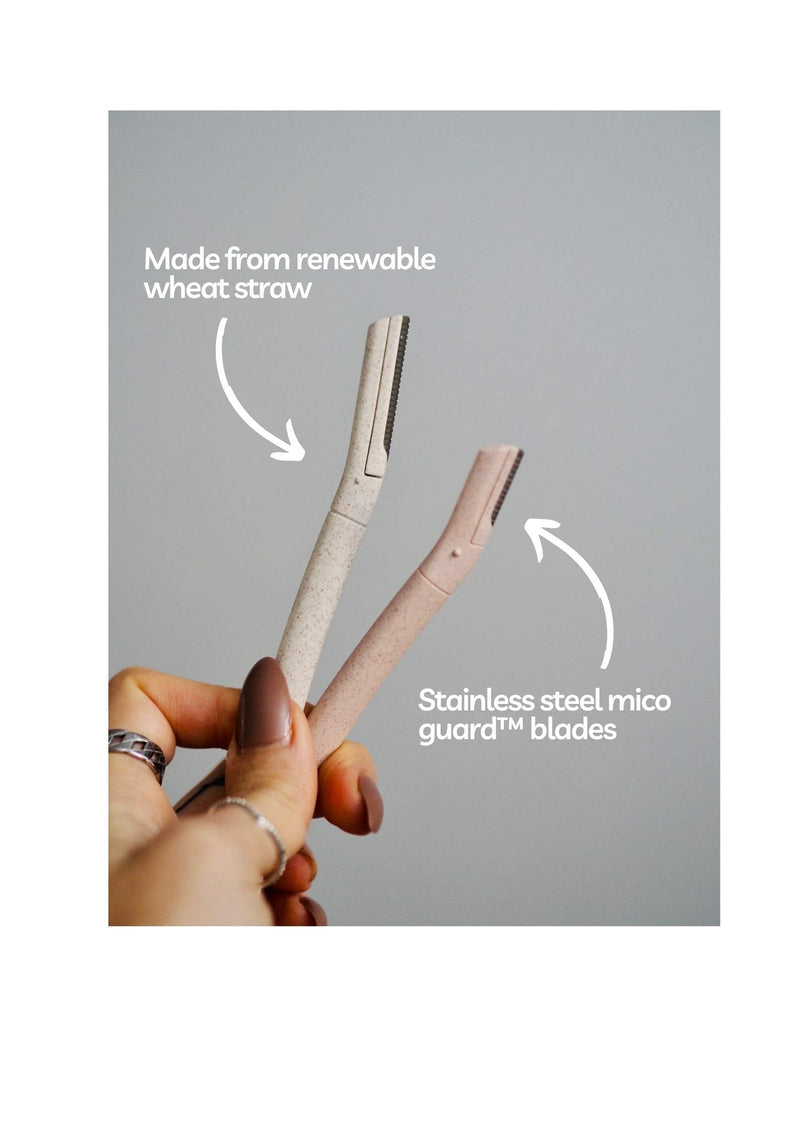[Australia] - The Little Eco Company Dermaplaning Blades for Face| FREEPOST Recycling Service| 6 pack 2 sizes| Biodegradable Wheat Straw Eyebrow Razor| Face Razor for Women| Peach Fuzz Remover| Facial Hair Remover 