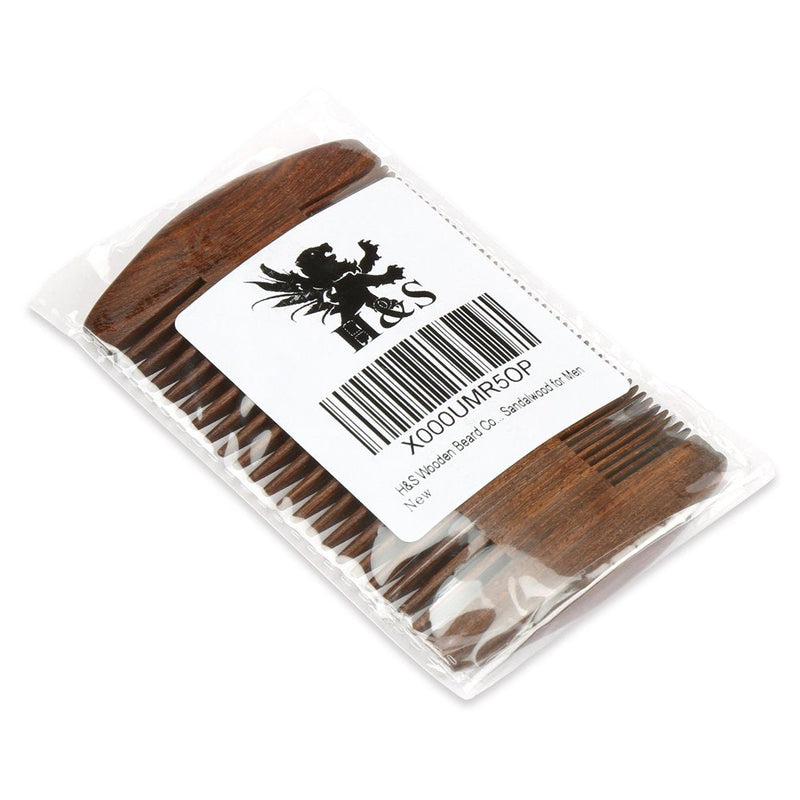 [Australia] - H&S Wooden Beard Comb Anti Static Moustache Pocket Comb Wood Coffee Sandalwood for Men 