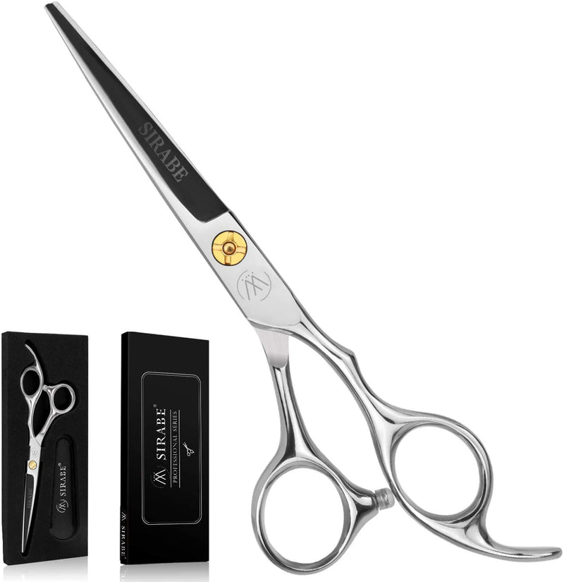 [Australia] - Professional Razor Edge Series - VERY SHARP- Barber Hair Cutting Scissors 6.5" Hair Cutting Shears for Salon - Made from 9CR18 Japanese Stainless Steel with Professional Hair Scissors Leather Case Silver 2 