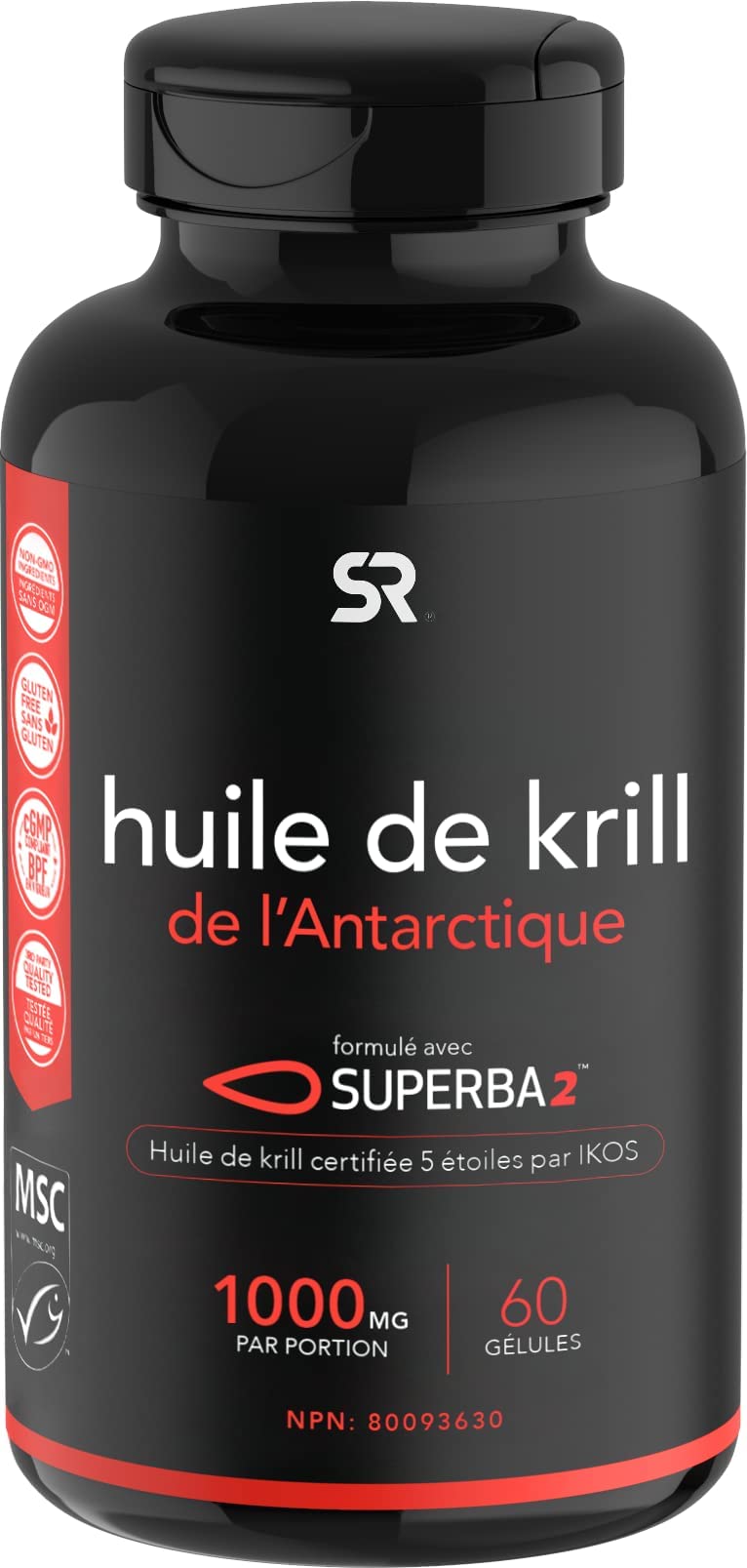 [Australia] - Sports Research Krill Oil Supplement with EPA & DHA Omega 3, Phospholipids & Astaxanthin from Antarctic Krill - Highest Concentration of Krill Oil for Men & Women - 1000mg, 60 Softgel Capsules 60 Count (Pack of 1) 1,000mg 