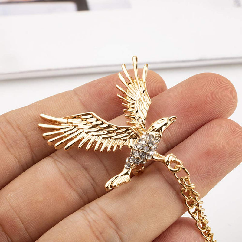 [Australia] - Huture 2 Packs Men's Eagle Brooch Lapel Pin Badge Hanging Chains Collar Brooches Pin for Career Suit Tuxedo of Shirts Tie Hat Scarf for Boyfriend Father Birthday Gold/Silver 