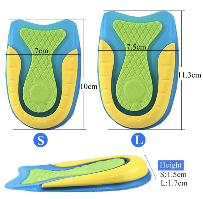 [Australia] - Heal me Silicone Gel insole heel pad for heel pain, Achilles tendonitis, plantar fasciitis, height increase; comfort (UK small 10cm x7.2cm) 