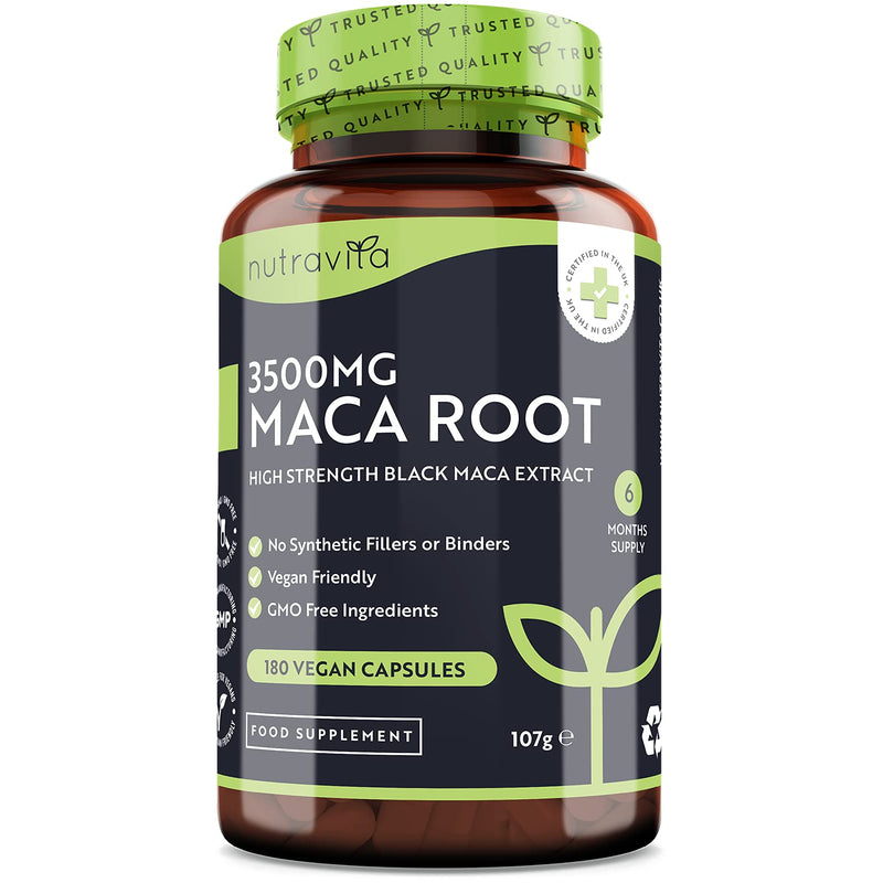 [Australia] - Maca Root Capsules 3500mg – 180 Vegan Capsules – High Strength Maca Root Extract – 6 Month Supply – Made in The UK by Nutravita 