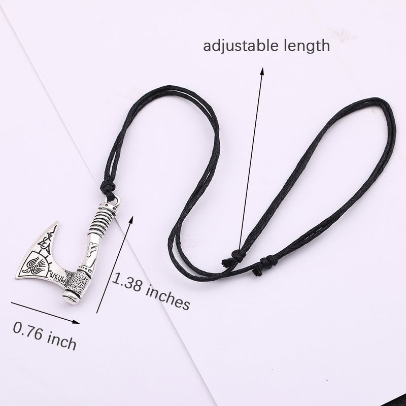 [Australia] - EUEAVAN Viking Raven Amulet Runes Axe Celtic Knot Talisman Pendant Necklace Antique Silver 