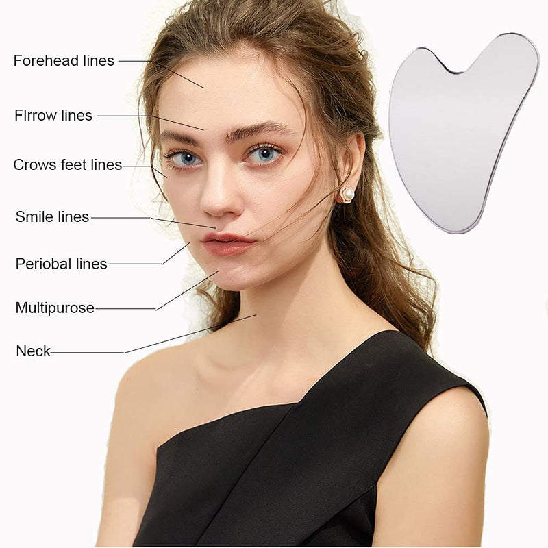 [Australia] - Ditind Gua Sha, Gua Sha Facial Tools, Stainless Steel Guasha Tool for Facial and Body SPA, Guasha Massage for Toxins Prevents Wrinkles and Body SPA Acupuncture Therapy Silver 