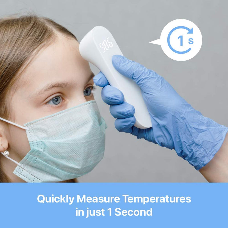 [Australia] - iHealth No-Touch Forehead Thermometer, Digital Infrared Thermometer for Adults and Kids, Touchless Baby Thermometer, 3 Ultra-Sensitive Sensors, Large LED Digits, Quiet Vibration Feedback, Non Contact 