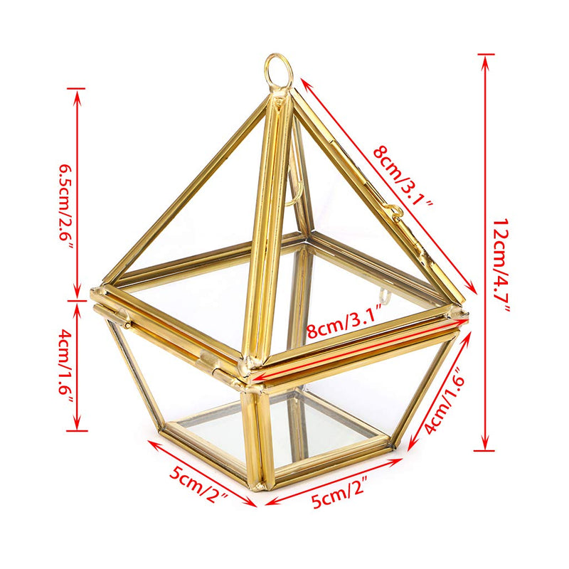 [Australia] - Hipiwe 2-Tier Jewelry Ring Display Holder - Glass Geometric Pyramid Jewelry Ring Organizer Case, Decorative Ring Bearer Gift Box Hanging Prism Ring Stand for Wedding, Proposal, Engagement 