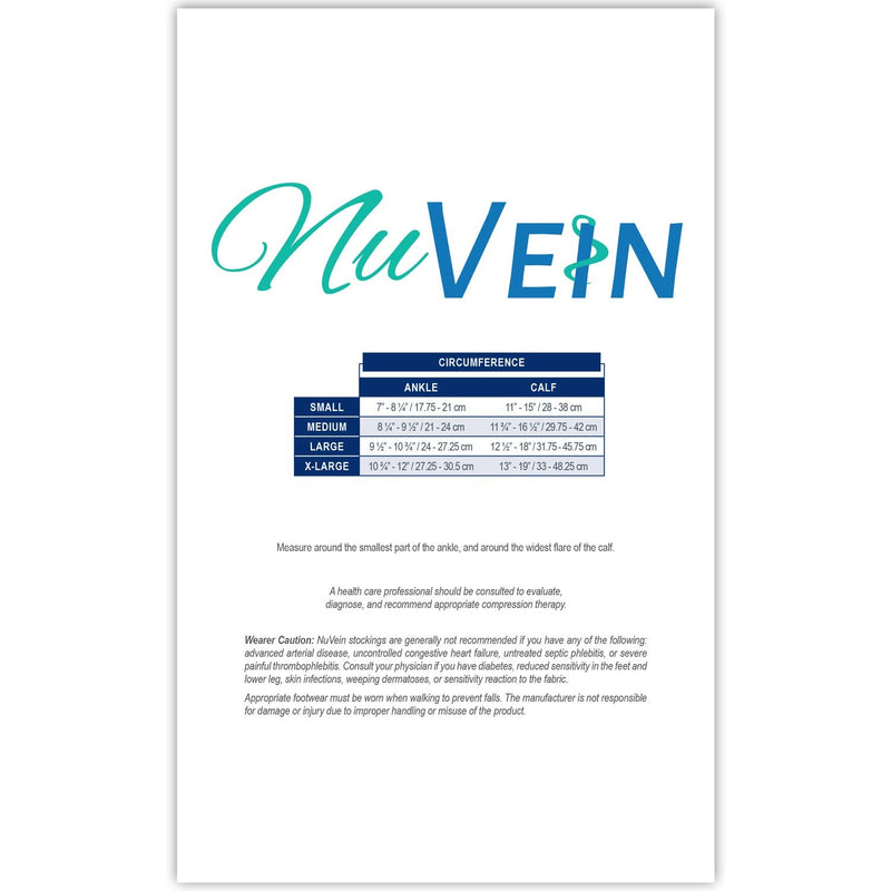 [Australia] - NuVein Sheer Compression Stockings, 15-20 mmHg Support, Fashionable Medium Denier, Knee High, Open Toe, Black, Large Large (1 Pair) 