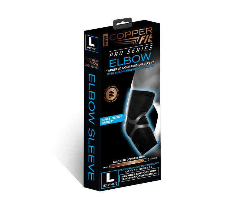 [Australia] - Copper Fit Pro Series Performance Compression Elbow Sleeve Large Black with Copper Trim 
