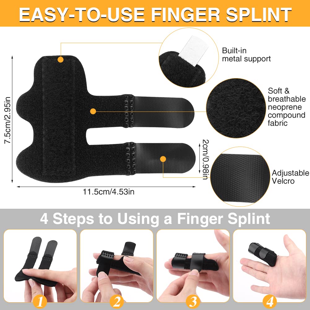 Finger Splint Brace - Adjustable Finger Brace for Ring and Pinky Finger +  Trigger Finger Splint - Reversible Finger Immobilizer for Straightening